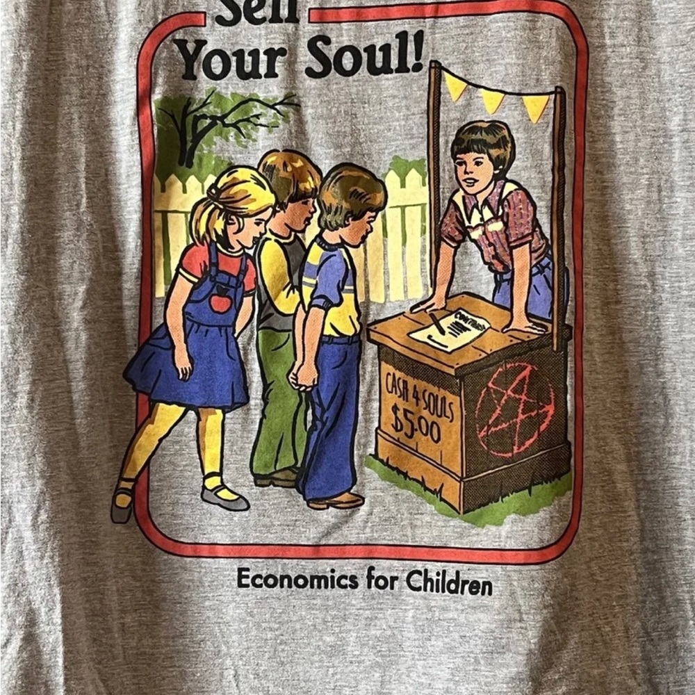 Black Matter by Steven Rhodes "Sell Your Soul Economics For Children" Tee sz L